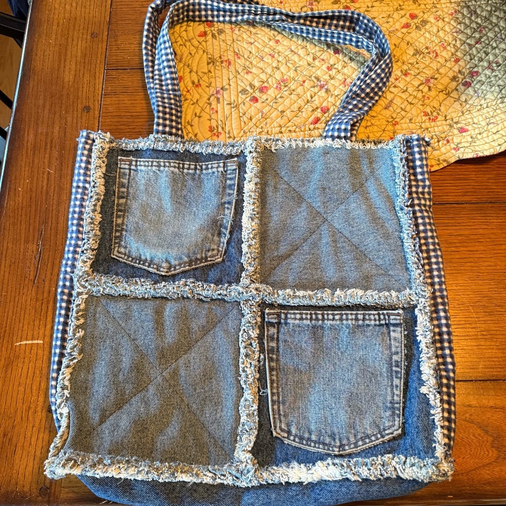 Upcycled denim tote bag